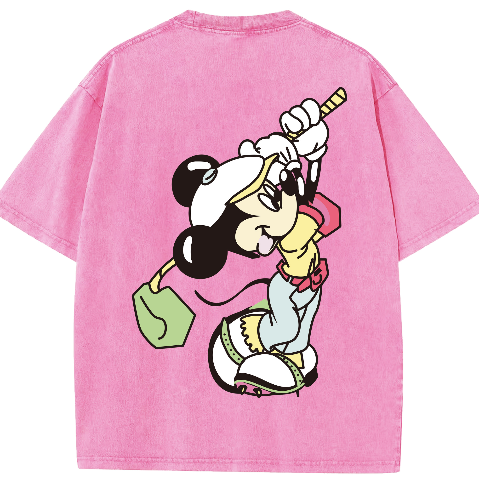 （画像用） ミッキーマウス Mickey Mouse 綿100% ヴィンテージ風 半袖Tシャツ（背面プリント）